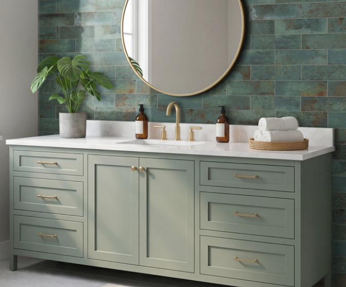 Bathroom vanity featuring Ackland surfaces and fixtures