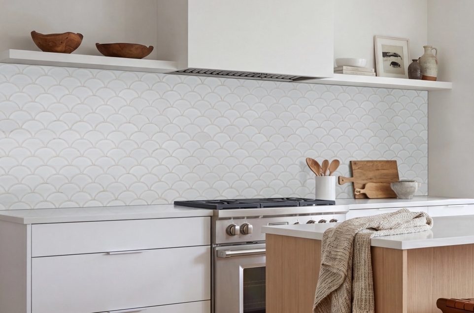 Bright kitchen featuring Ackland backsplash tile and surfaces