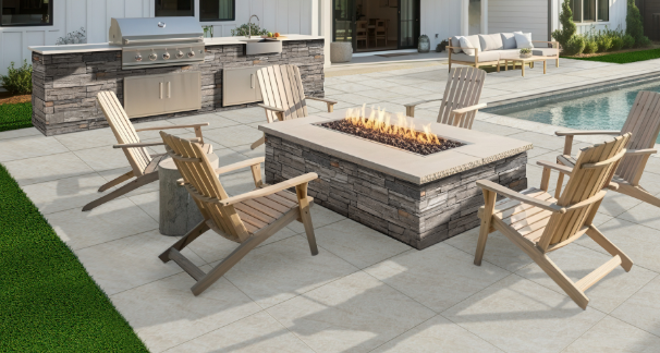 Outdoor patio featuring Ackland pavers and hardscaping